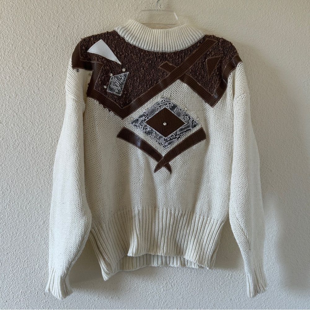 Vintage Spice of Life 80s Korea Mock Neck Artsy Knit Sweater Women’s Large